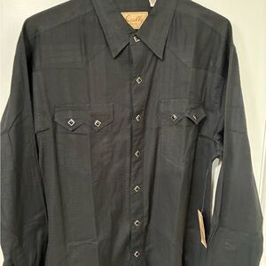 Scully Black  Textured Western Snap Button Shirt.